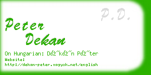 peter dekan business card